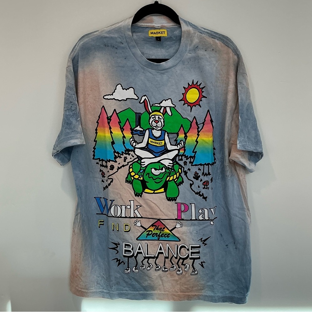 NWOT MENS: Market Work Life Balance T-Shirt in Water Tie-Dye - Picture 5 of 10